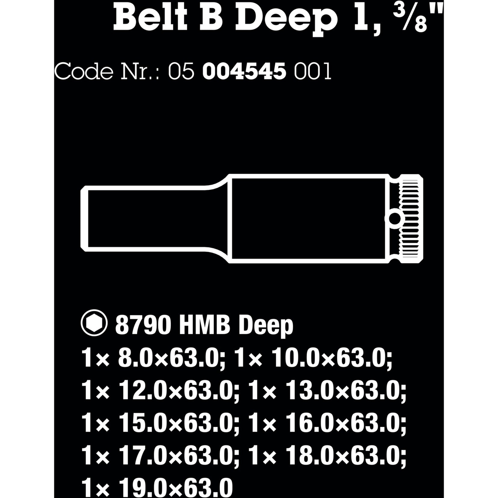 Waa Belt B Deep 1 Caps Set, mit 3 8 Antrieb, 9
