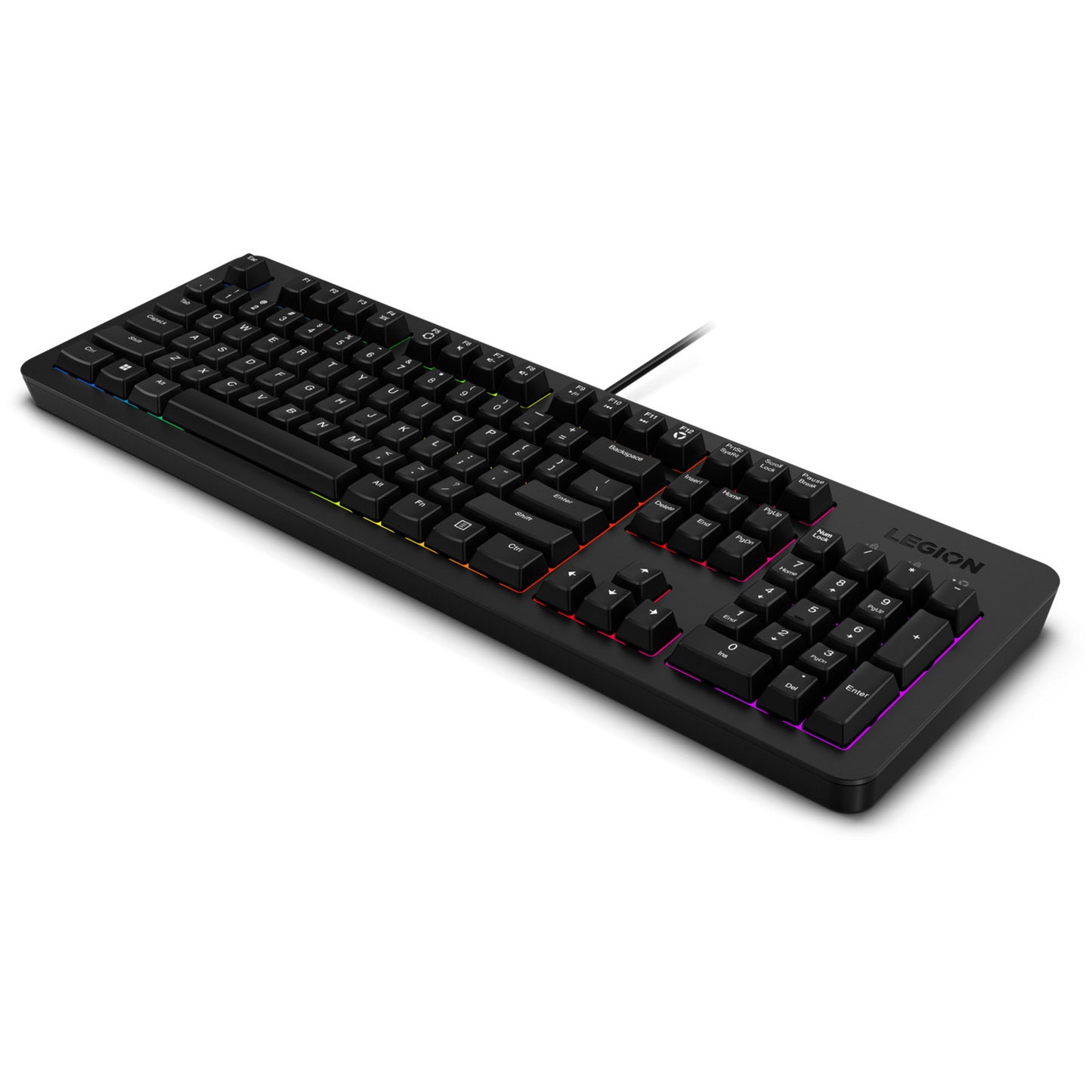 Lenovo Legion K310 RGB-Gaming-Tastatur (schwarz, US-Layout (QWERTY), Membran, 100 %, Membranschalter, RGB, USB)