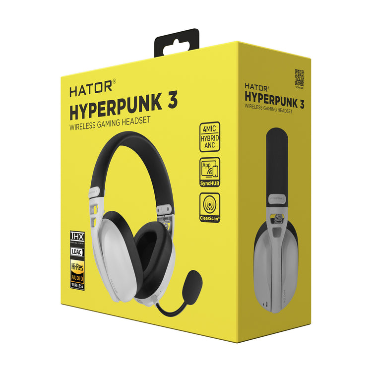 Hator Hyperpunk 3 kabelloses Over-Ear-Gaming-Headset (weiß, 2,4 GHz Bluetooth 5.4 USB-C)