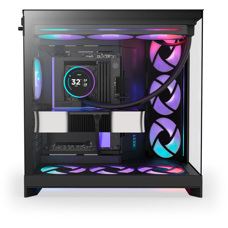 Nzxt H9 Flow RGB+ Midi-Tower-Gehäuse (schwarz (matt) | 2x USB-A | 1x USB-C | RGB | gehärtetes Glas)