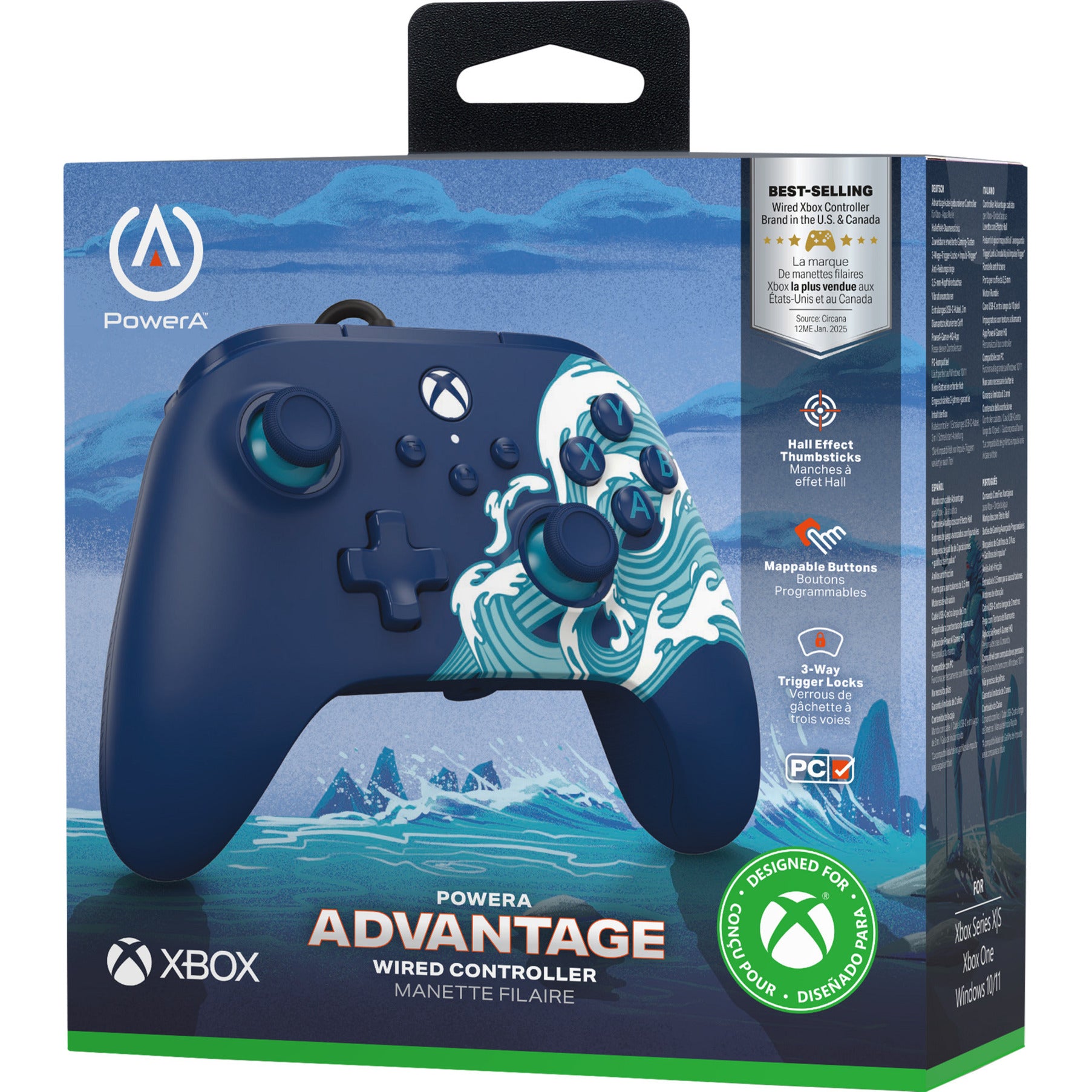 Powera Advantage Controller mit Kabel für die Xbox Series X|s – Water Wave (Azurblau, Xbox Series X|s, Xbox One, PC)