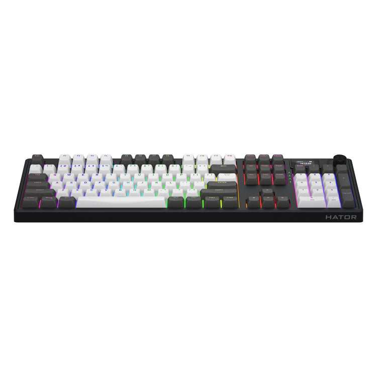Hator Skyfall Pro Wireless, Gaming-Tastatur (schwarz, US-Layout, Hator Aurum Vanilla Silent, RGB, Double-Shot PBT, Hot-Swap, 2,4 GHz Bluetooth USB-C)