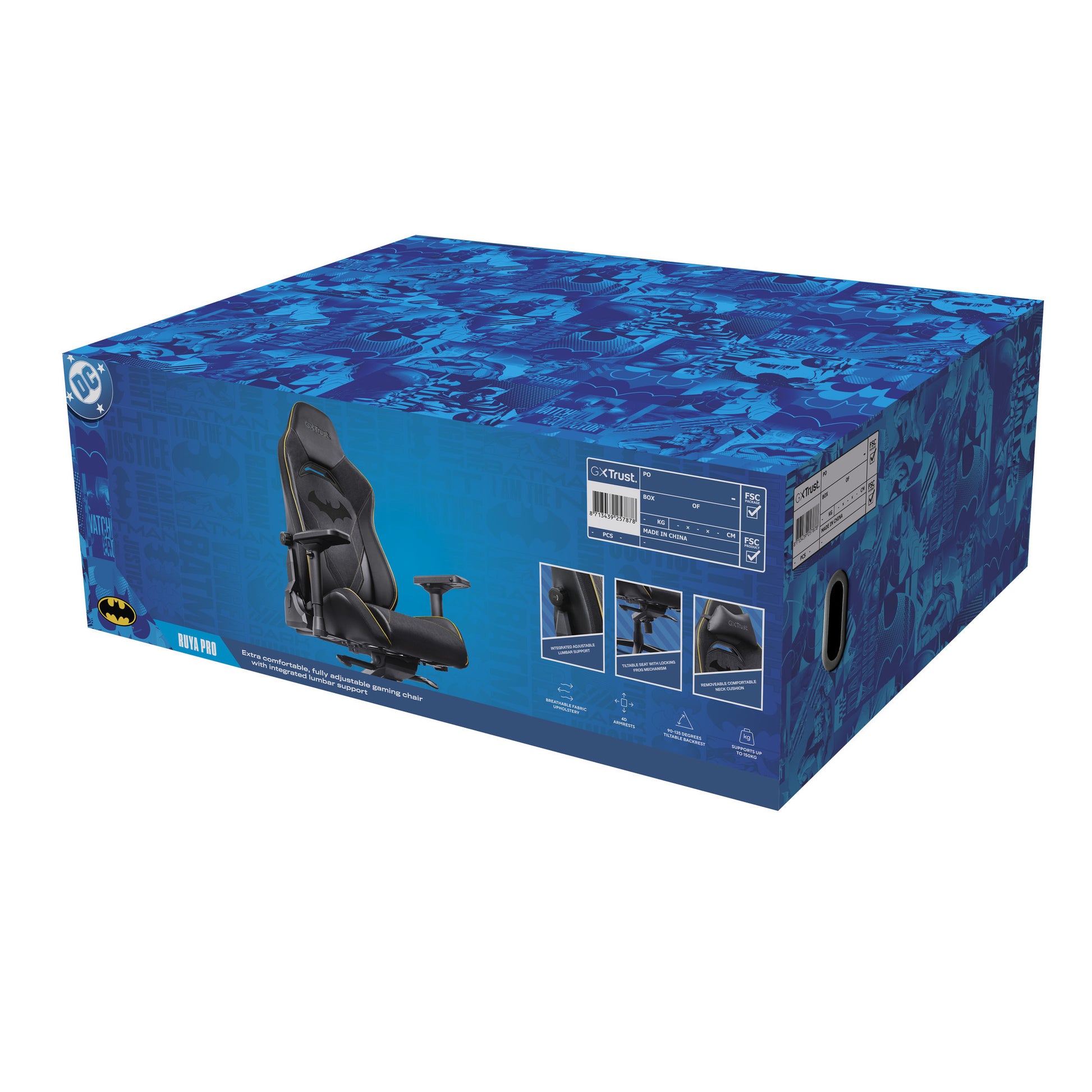 Trust GXT 721BM Ruya Pro Premium bequemer Gaming-Stuhl (Schwarz Gelb)