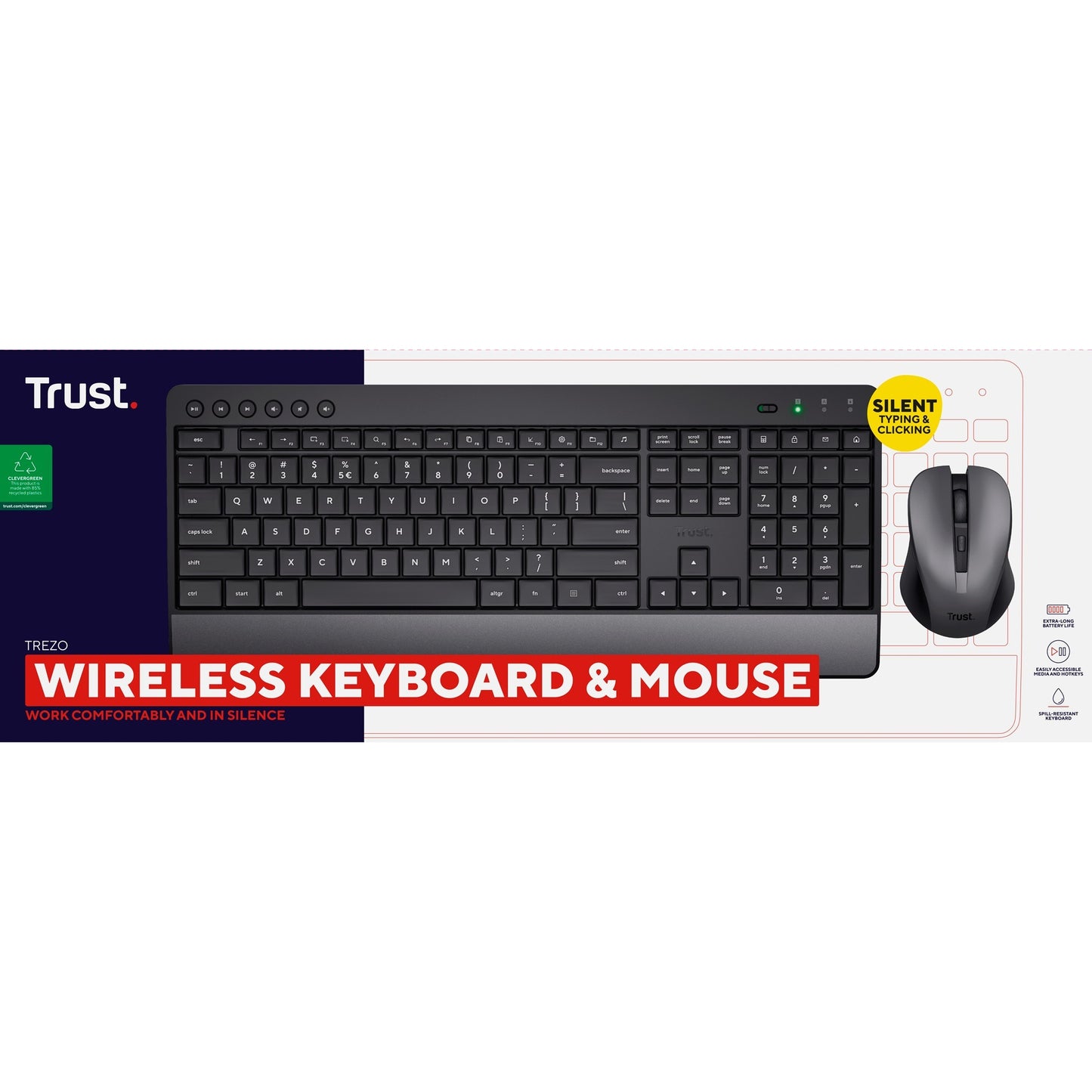 Vertrauen Sie Trezo Komfort Wireless Keyboards Muisset