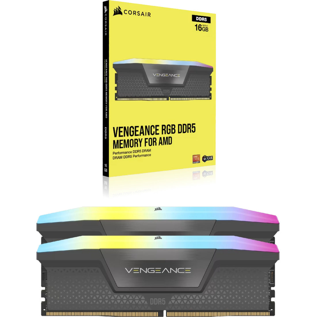Corsair Vengeance RGB 32 GB DDR5-6000 (2x 16 GB) RAM (schwarz, cmh32gx5m2d6000z38, xmp, expo)