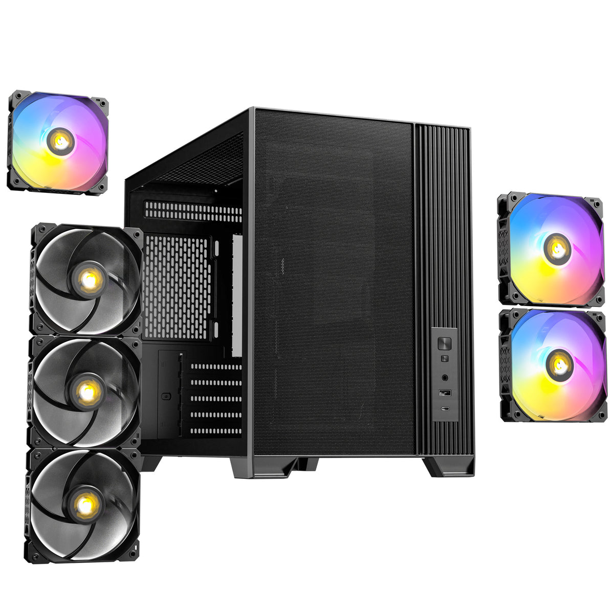 Antec Flux M Mini-Tower-Gehäuse (schwarz | 1x USB-A | 1x USB-C | gehärtetes Glas)