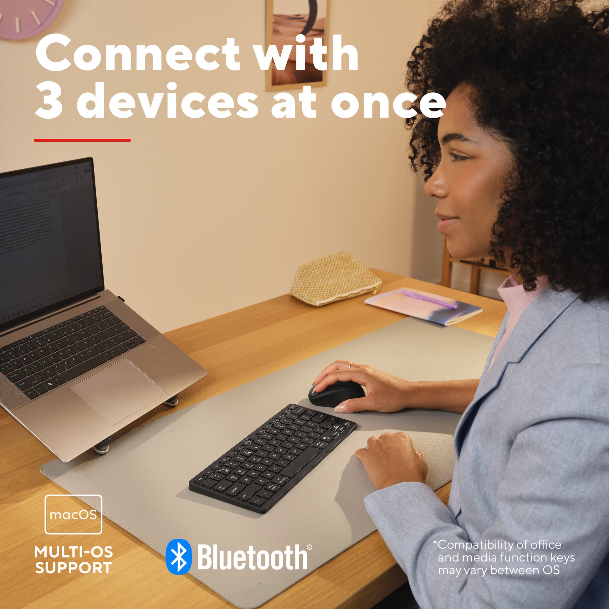 Trust Nado II Bluetooth-Tastatur (schwarz, US-Layout, Scherenschalter, Bluetooth)