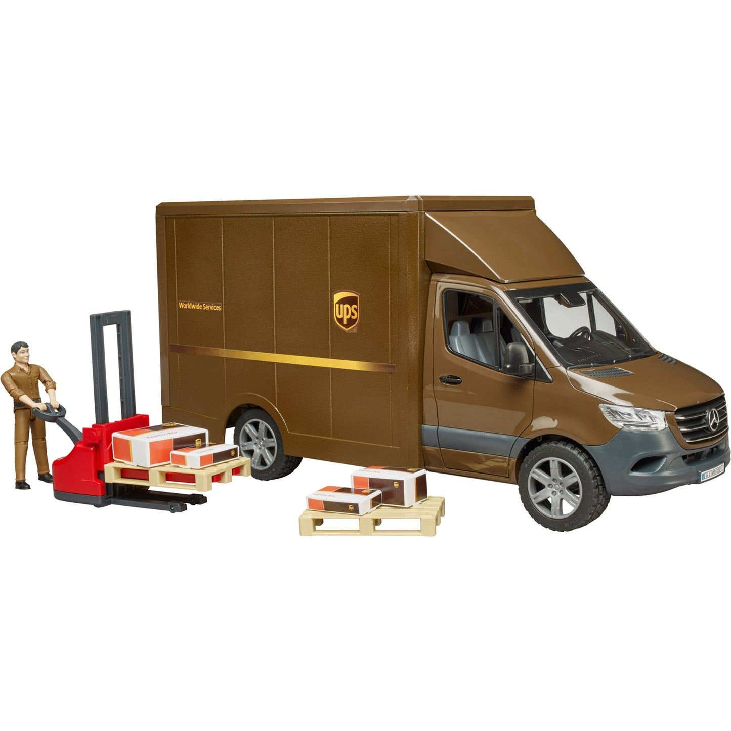 BRUDER MB Sprinter Ups mit Treiber und Zubehör