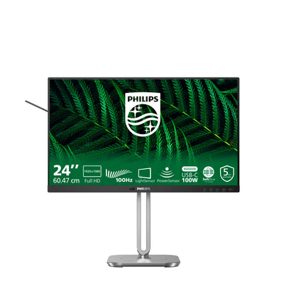 Philips 24b2g5301 23,8 Monitor (Silber Schwarz, VGA, HDMI, Display Port, USB-C, LAN, Audio, 100 Hz)