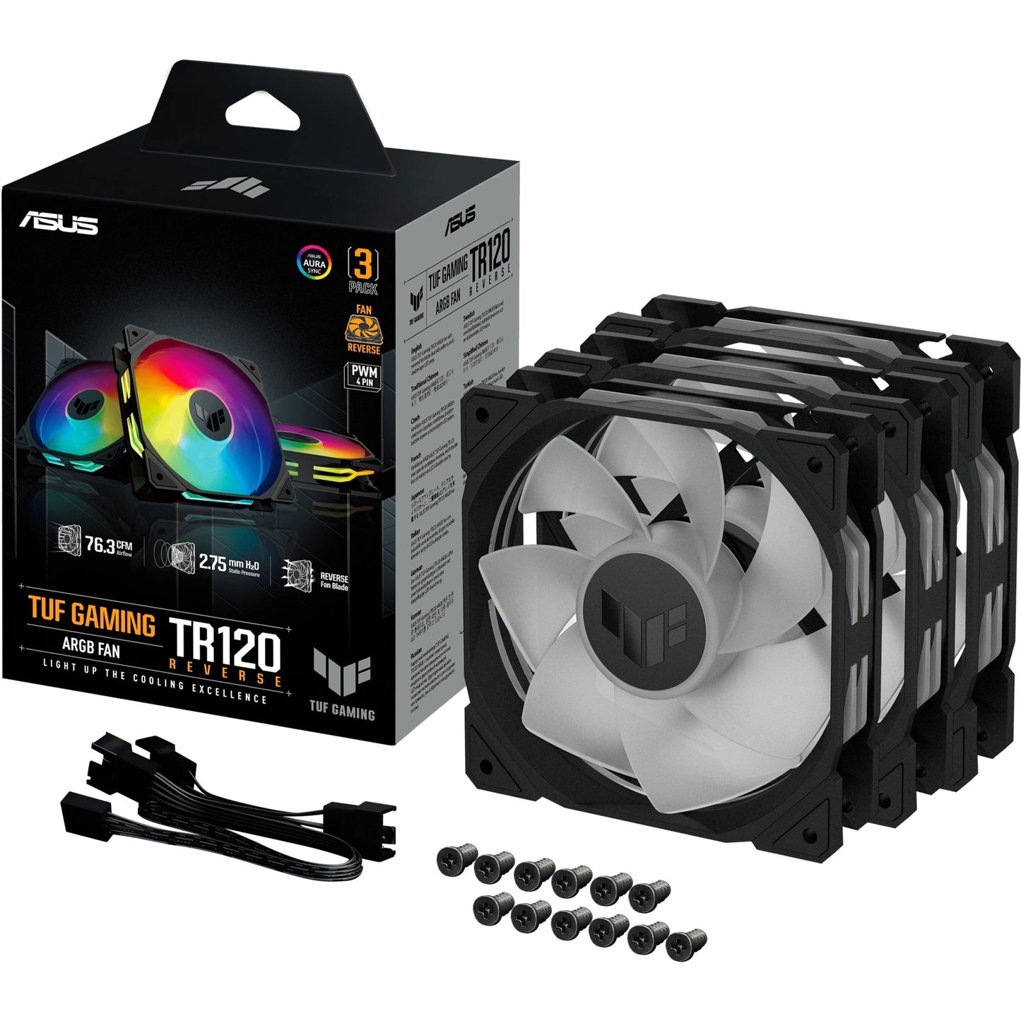 Asus Tuf Gaming TR120 Argb Reverse Fan Pack, 3 Teile