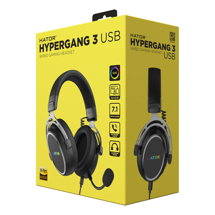 Hator Hypergang 3 USB Over-Ear-Gaming-Headset (schwarz, RGB, 7.1 Virtual Surround, USB Bluetooth)