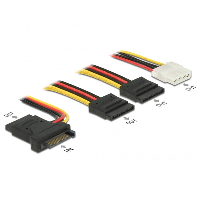 DELOCK SATA 15 PIN Stecker> 3 x Sata -Steckdose + 1 x Molex