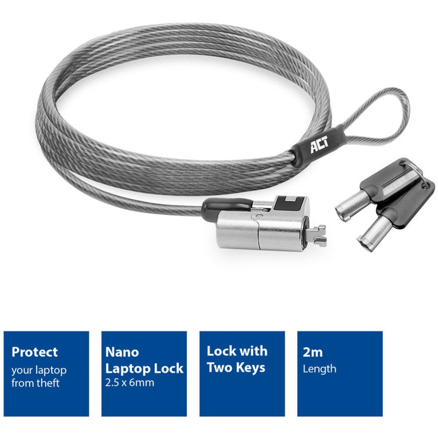 Act Connectivity Nano Laptop Lock mit Schlüssel