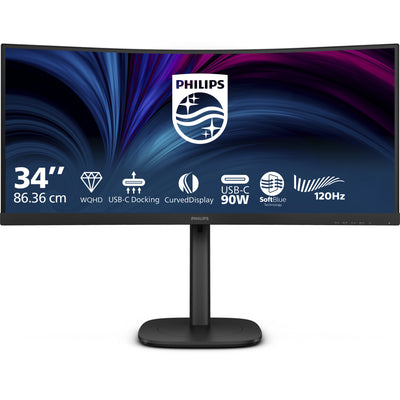 Philips 34b2u3600c 34 gebogener Ultrawide-Monitor (schwarz, HDMI, Display-Port, 4x USB-A, USB-B, USB-C, RJ-45)