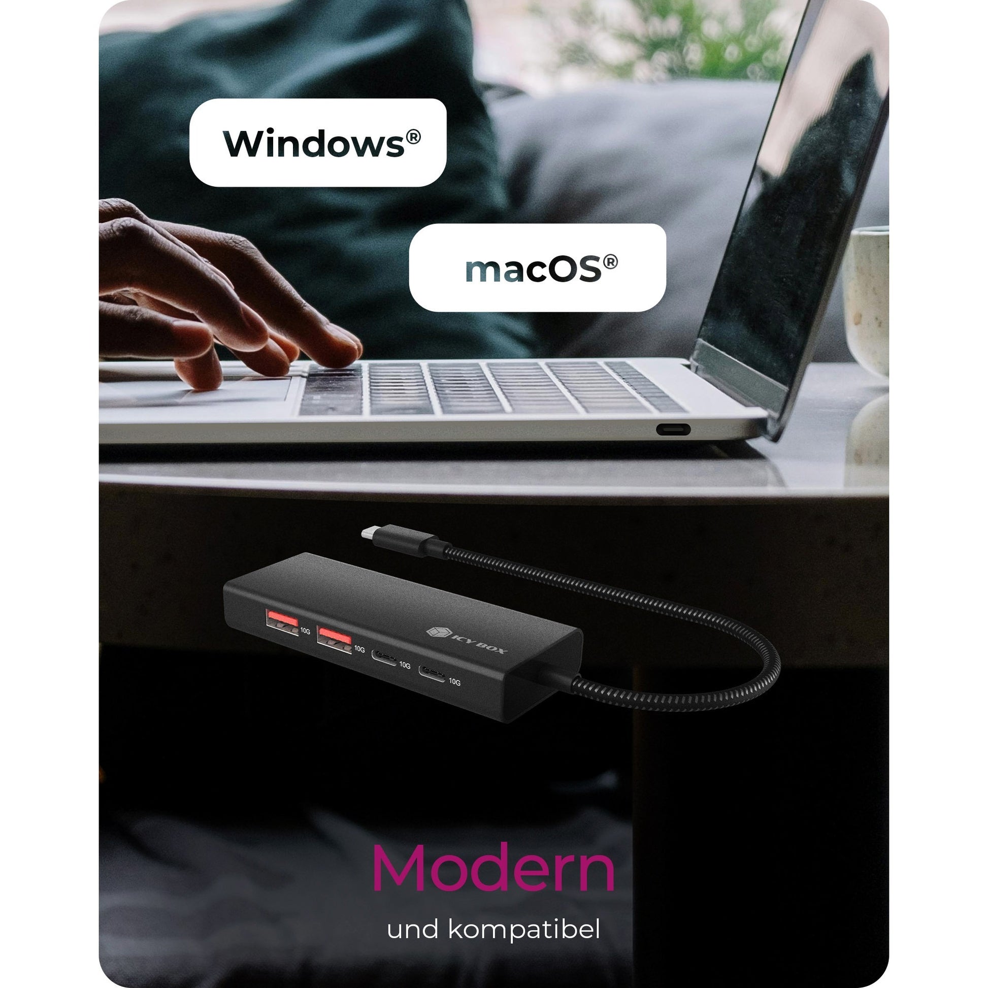 Icy Box 4-Fever Hub mit USB-C 3.2 Gen 2