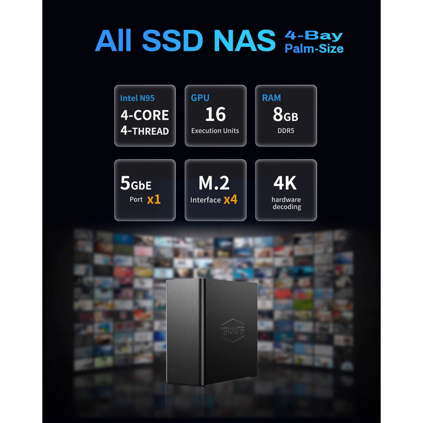Terramaster f4 SSD NAS (schwarz, 1x 5GBE, HDMI, USB)