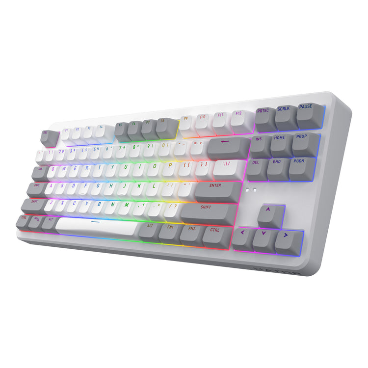 Hator Rockfall 3 TKL Wireless, Gaming-Tastatur (weiß, US-Layout, Hator Aurum Orange, RGB, PBT-Tastenkappen, Hotswap, 2,4 GHz Bluetooth USB-C)