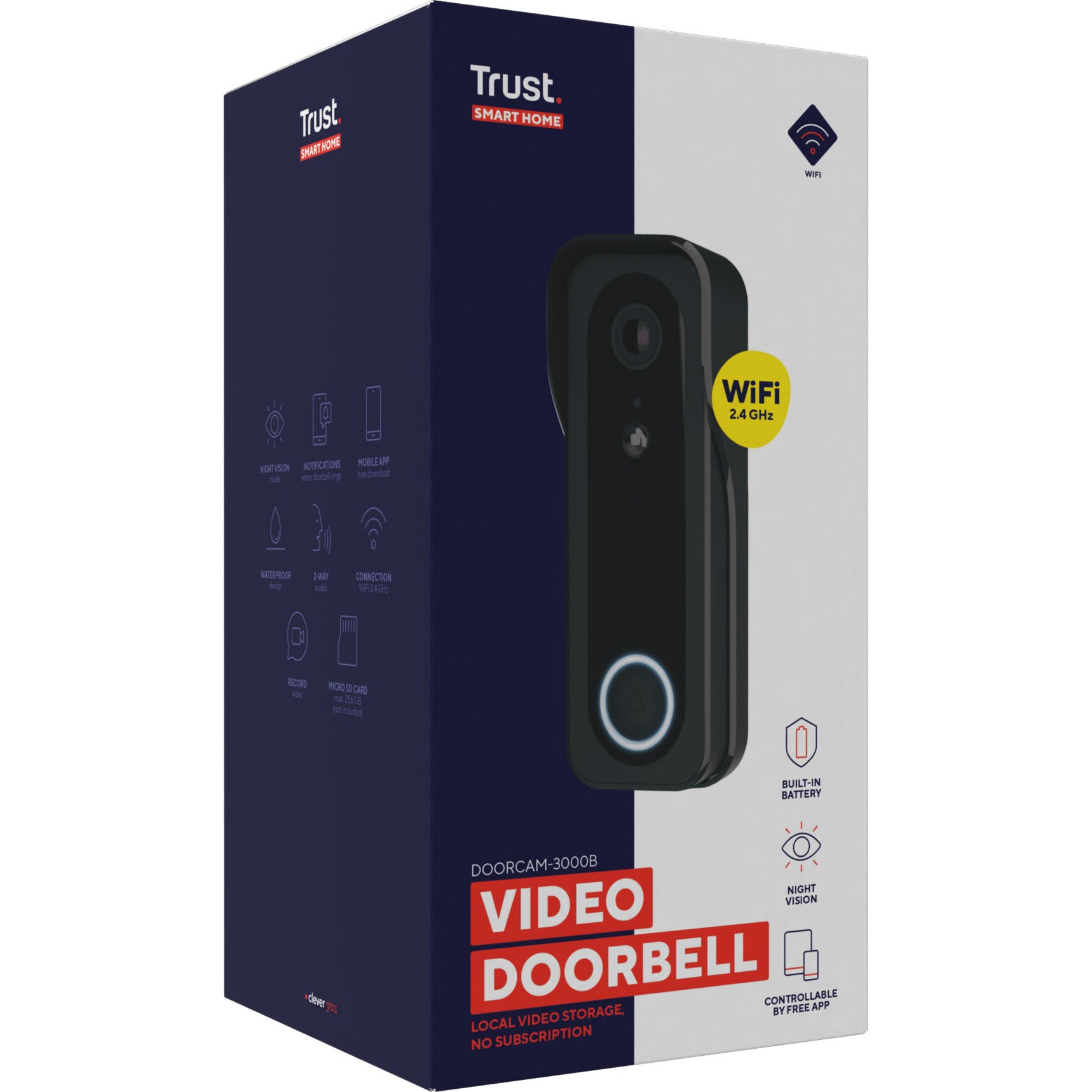 Trust doorcam-3000 intelligente WLAN-Türklingelkamera (schwarz, 2,4 GHz WLAN)