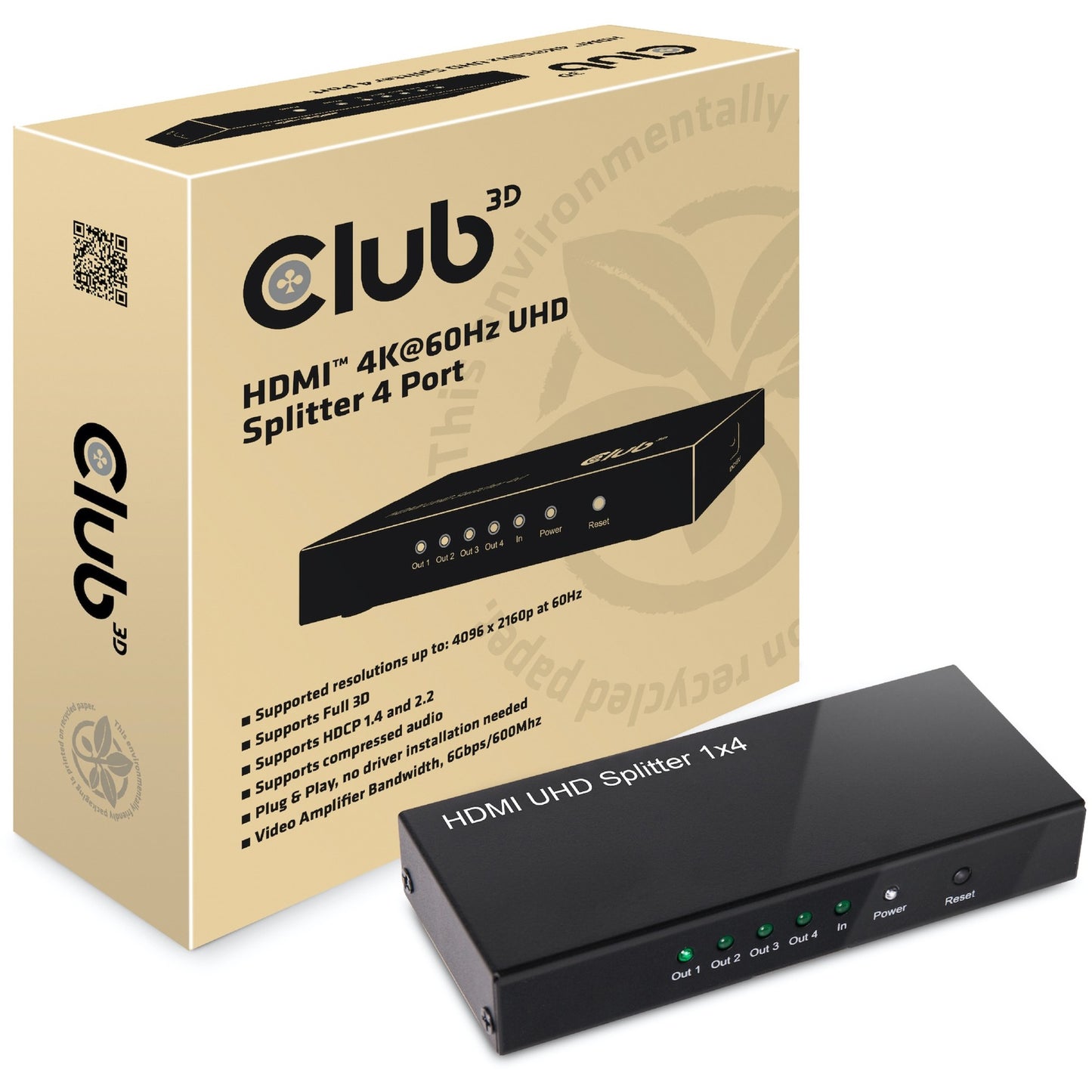 Club 3d HDMI 2.0 UHD Splitter 4 Ports