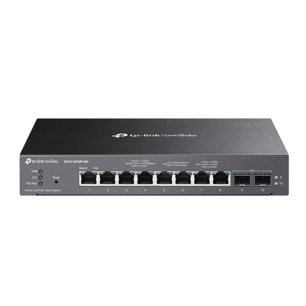 Tp-Link Omada SG2210XMP-M2 8-Port 2,5GBase-T Smart Switch (schwarz, 8x PoE+, 2x 10GE SFP+)