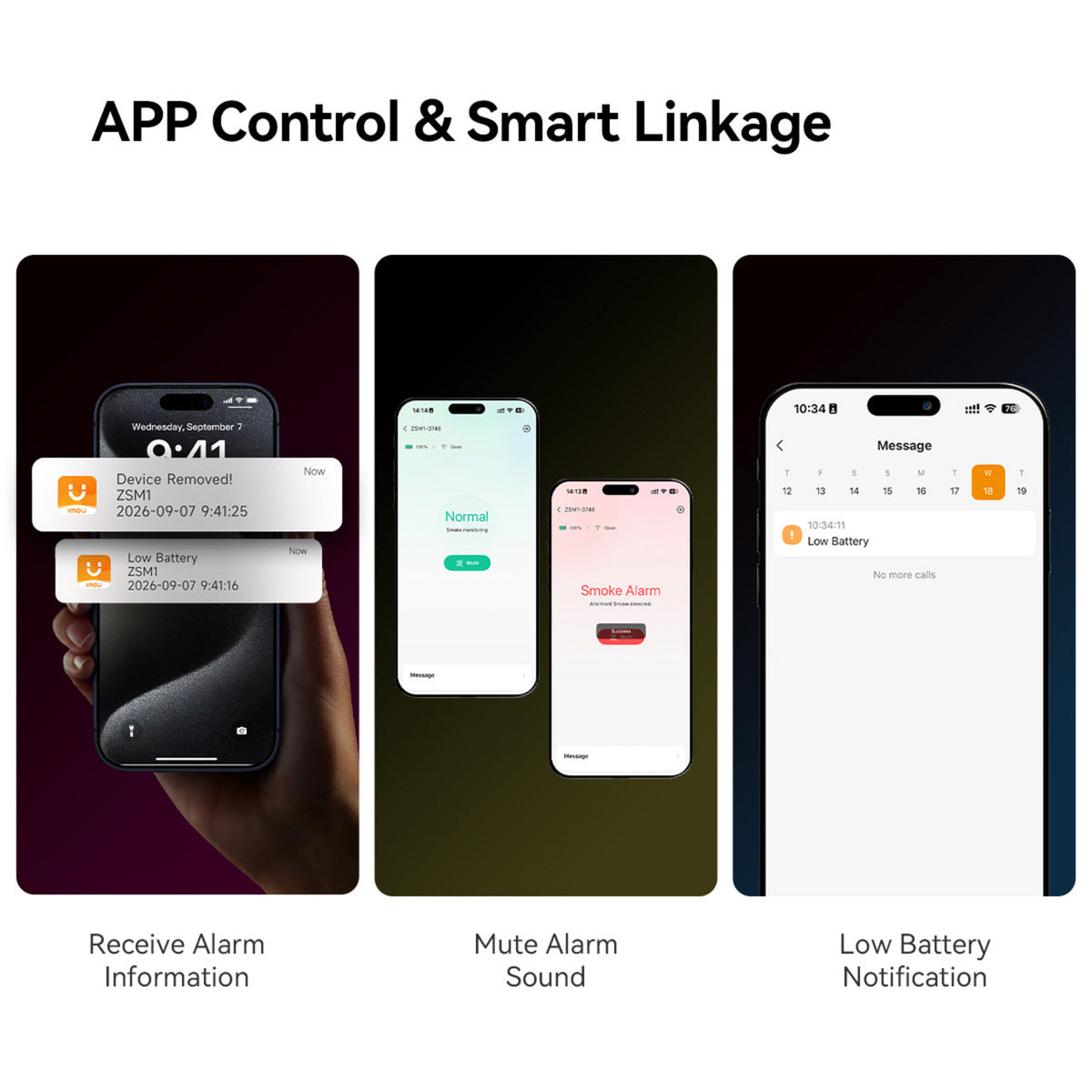 Imou intelligenter Rauchmelder – ZSM1-Bundle (weiß, 3 Stück + ZG2S Smart Gateway, ZigBee)