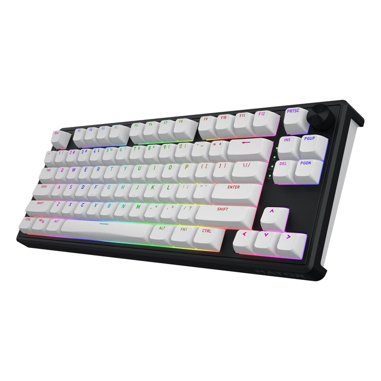 Hator Skyfall Wireless, Gaming-Tastatur (Schwarz, US-Layout, Hator Aurum Lemon, 80 % (TKL), RGB, Double Shot ABS, Hot-Swap, 2,4 GHz Bluetooth USB-C)