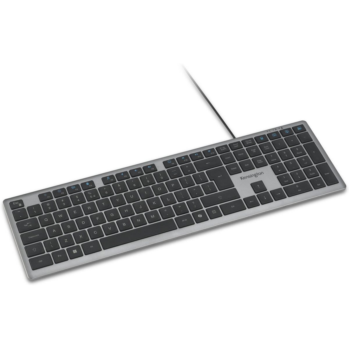 Kensington KB515 EQ USB-C USB-A kabelgebundene Tastatur (grau, US-internationales Layout (QWERTY), Scherenschalter, 100 %)
