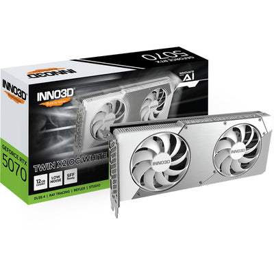 Inno3d N50702-12D7X-195064W Geforce RTX 5070 TWIN X2 OC White, 12 GB, GDDR7, 192-Bit, 28 Gbit / s, 650W