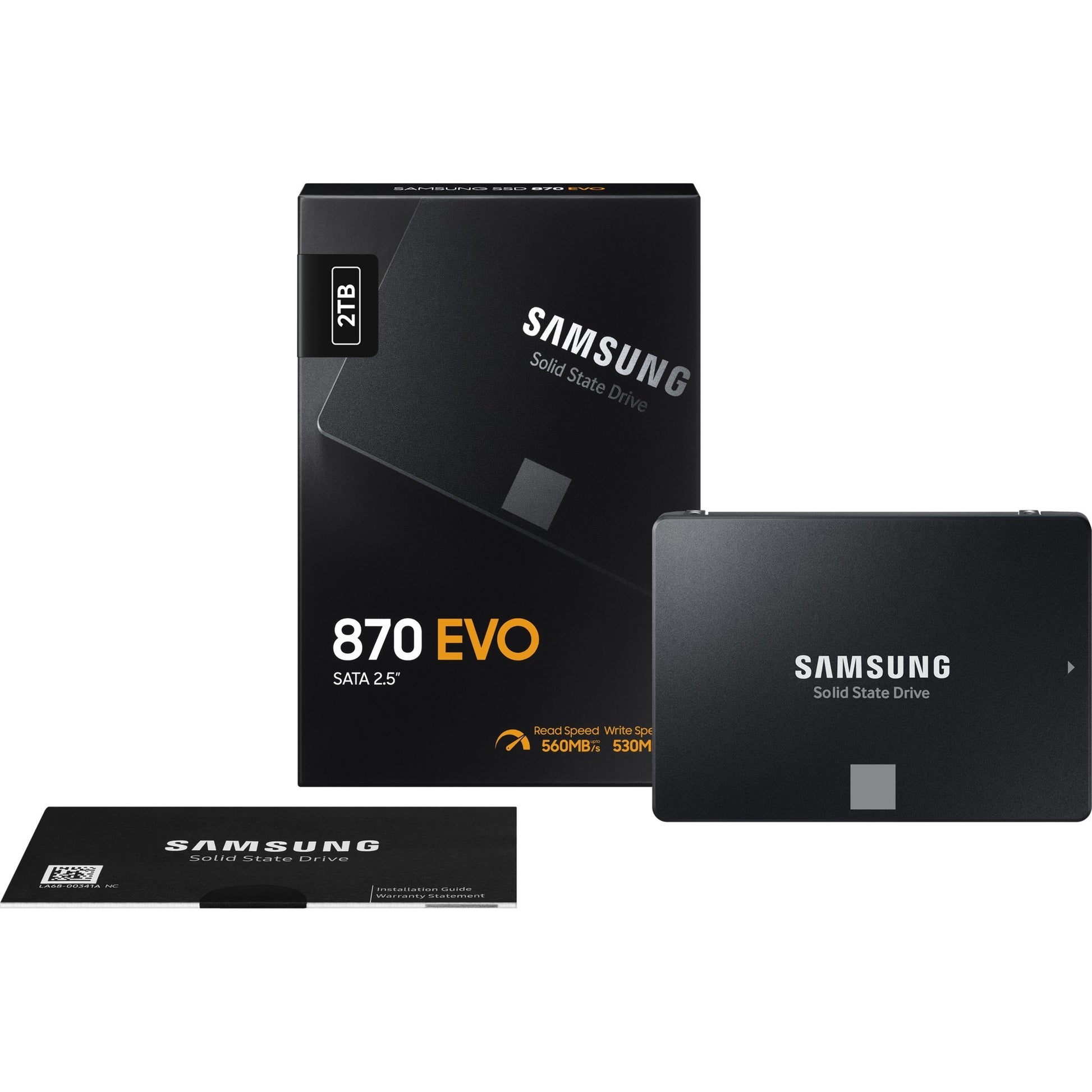 Samsung MZ-77E2T0B 870 EVO SSD, 2 TB, 2,5, SATA3, 6 Gbit / s, 3D V-NAND, 560 550 MB S., 512 MB GDR4