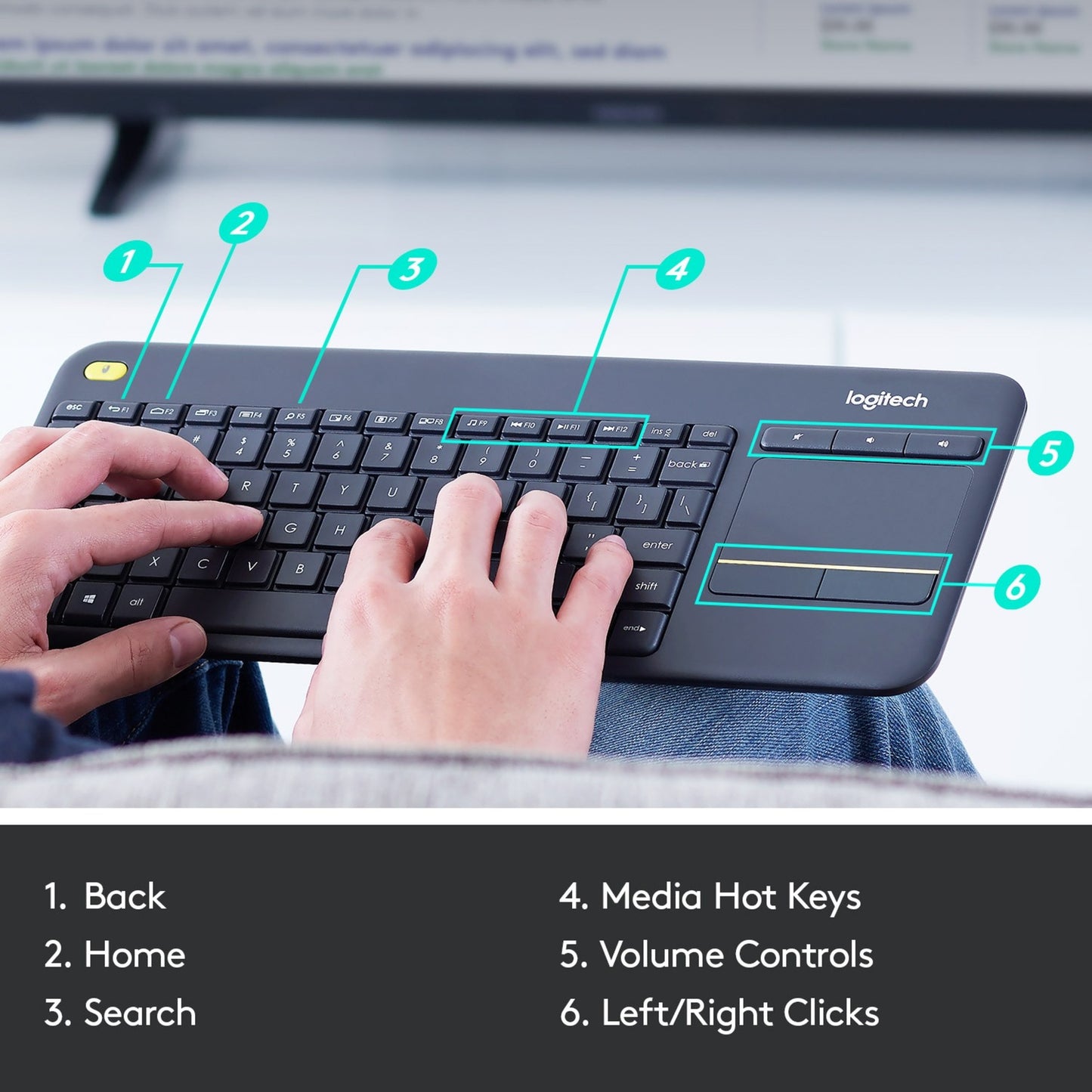 Kabellose Logitech-Tastatur K400 Plus