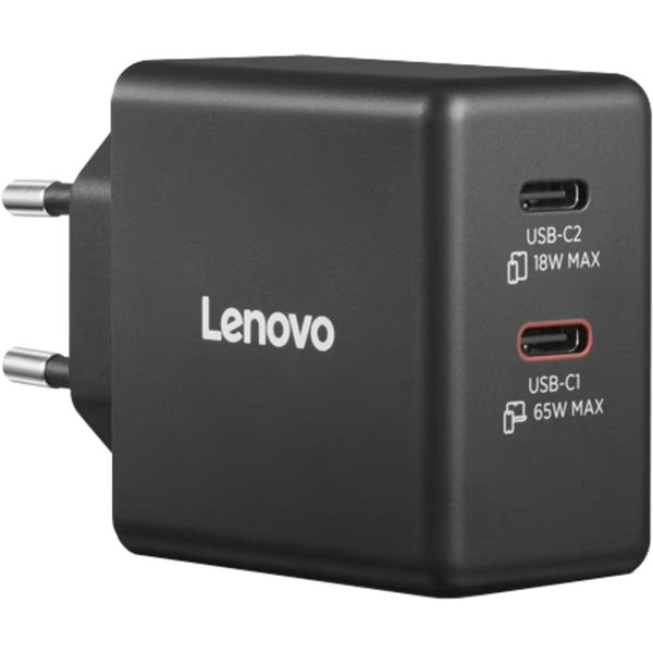 Lenovo Dual USB-C (65W) Gan (schwarz, 2x USB-C, Power Delivery)