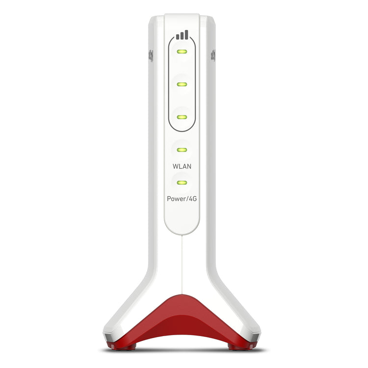 Fritz! Box 6825 4G Edition internationaler WLAN-LTE-Router (weiß rot, Mesh-WLAN, 4G 3G)