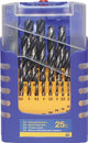 Fisch-Tools Satz Holzspiralbohrer | 25-teilig | D. 1-13 mm 0,5 mm Teilung | Chrom-Vanadium-Stahl | 1 Stück - 0120025k01 - 0120025k01