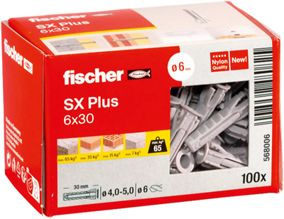 Fischer-Stecker SX Plus 6 x 30 100 Stück 568006