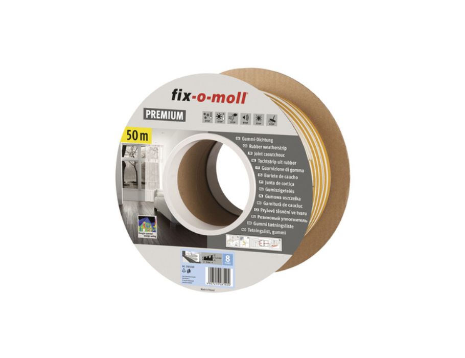 Fix-o-moll-Klebeband E-Profil 50 m x 9 mm 2-3,5 mm Weiß