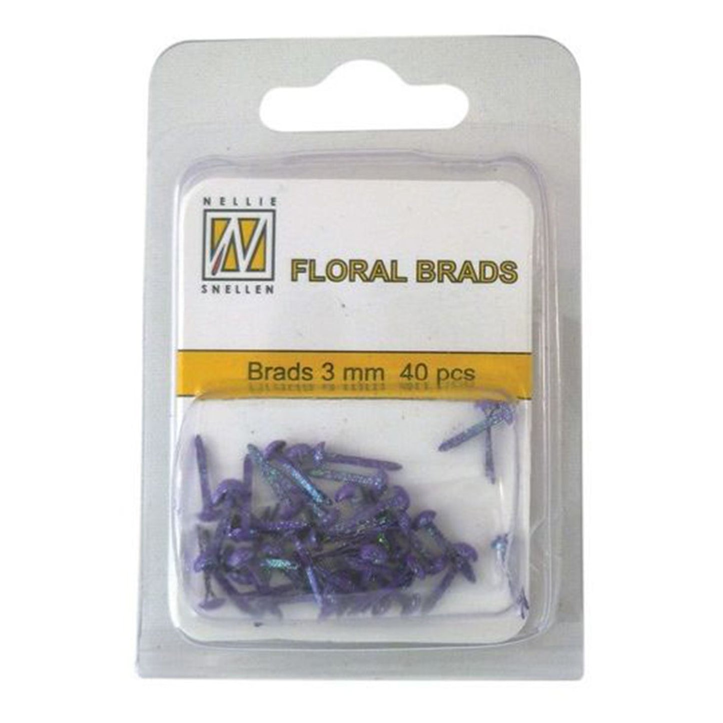 Nellies Wahl • Blumen-Glitzernadeln 3 mm. 40 Stück Packung lila