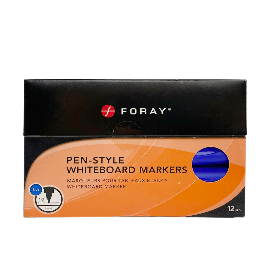 Foray Whiteboard-Marker im Stiftstil, blau, 12 Stück