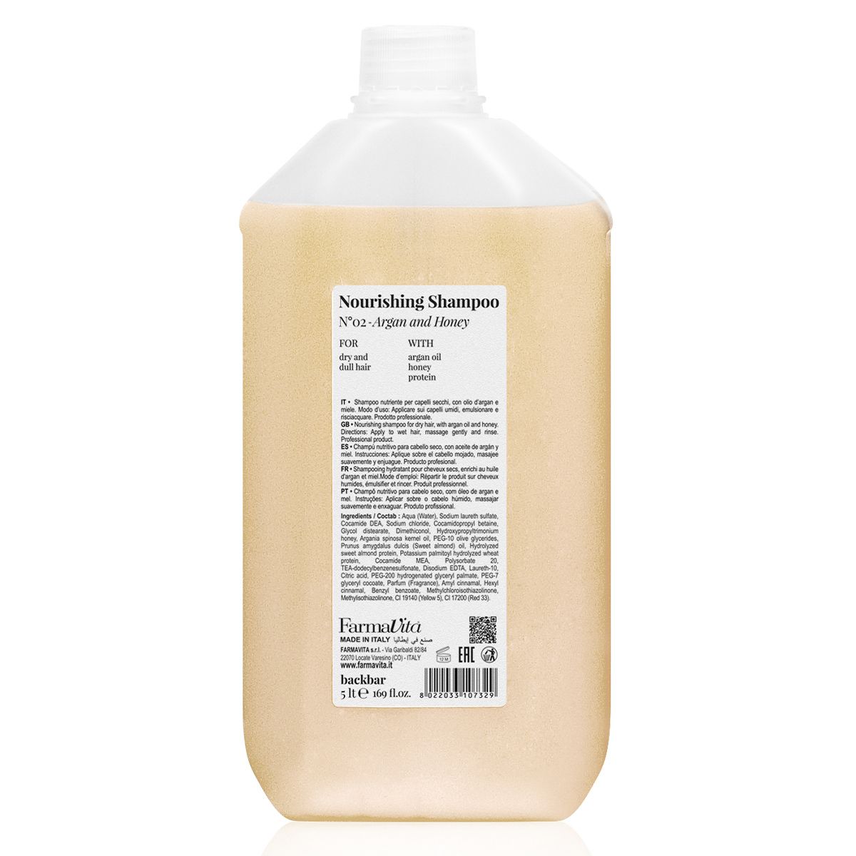 Farmavita Backbar Pflegeshampoo Nr. 02 Argan und Honig 5000 ml