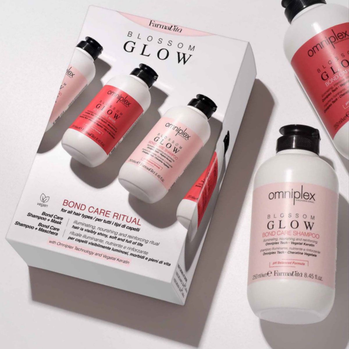 Farmavita Omniplex Blossom Glow Kit Bond Pflegeritual mit Shampoo und Maske 250 ml