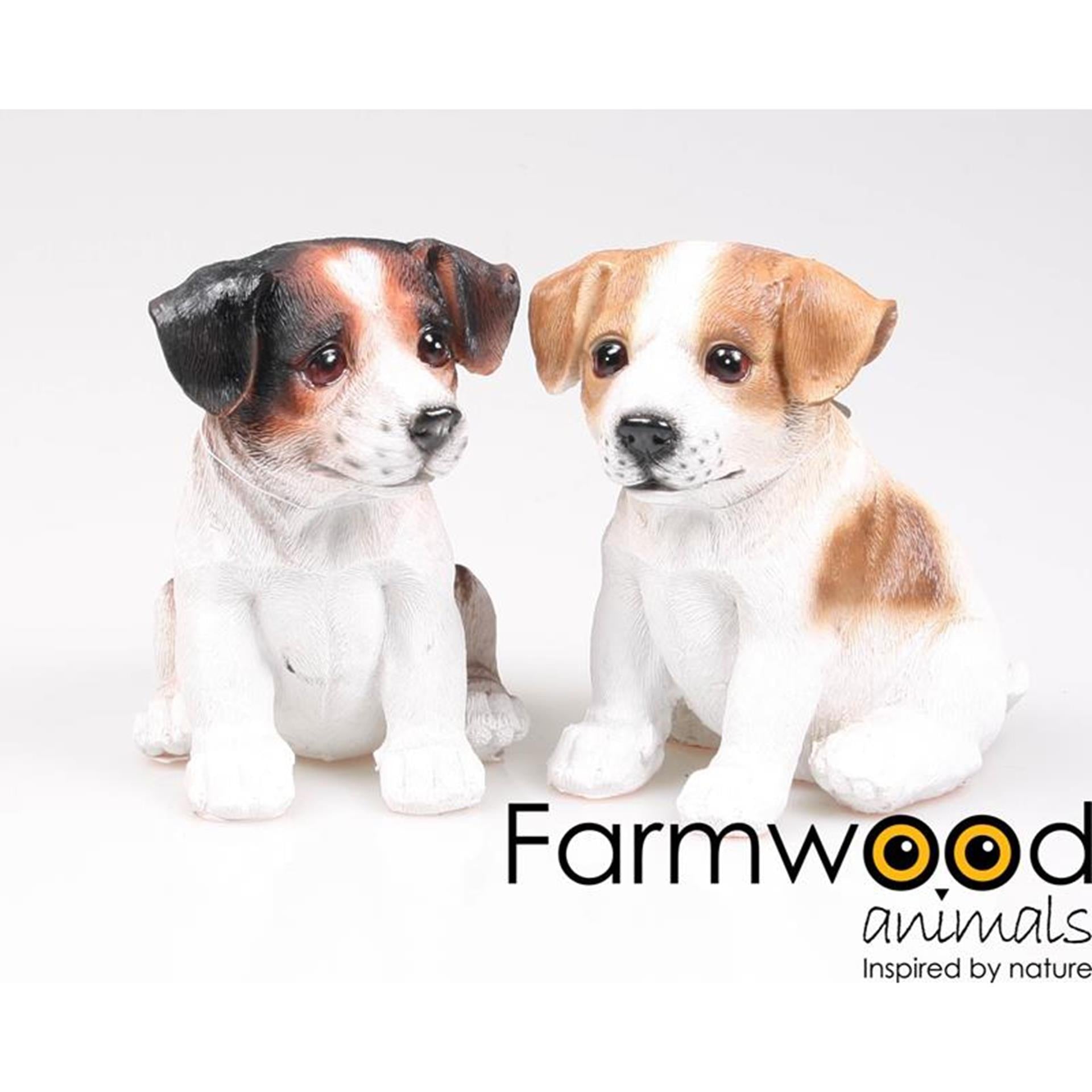 Farmwood Tiere Gartenstatue Welpe Jack Russel 13x10x15cm