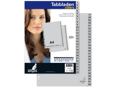 Kangaro-Tabs A4 23 Ringe Nummern 1-52