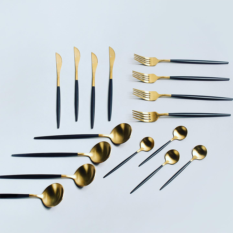 Gemeo Besteckset Serwa Schwarzgold matt 16-teilig