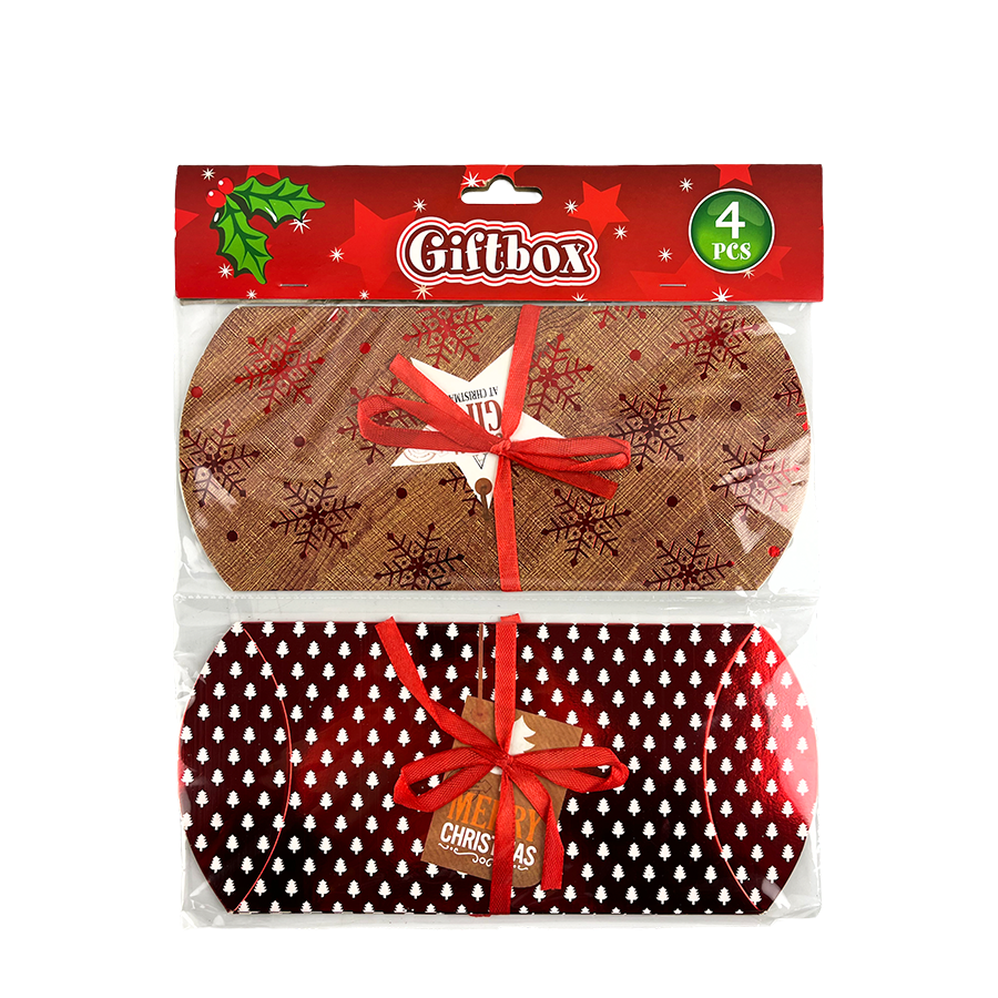Geschenkbox Weihnachten rot 18x9cm 4 Stück