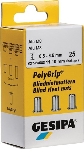 Gesipa Blindnietmutter | Nietschaft d x l 7 x 13,5 mm m5 | Edelstahl A2 | 50 Stück - 1464888 1464888