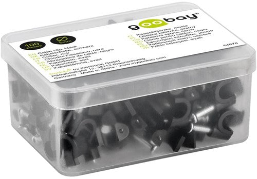 Goobay Kabelclip 5 mm rund, schwarze Box (100) – 4113230