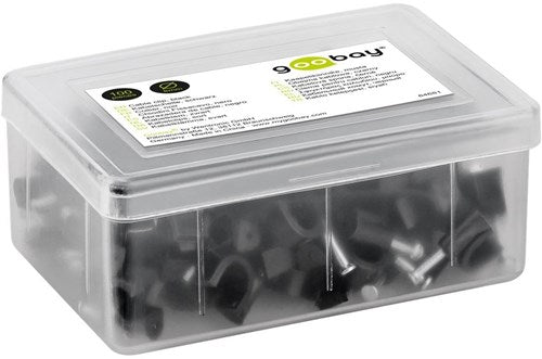 Goobay Kabelclip 8 mm rund, schwarze Box (100) – 4113233
