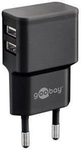 Goobay USB-Ladegerät abgewinkelt doppelt 2,4a schwarz - 9550140