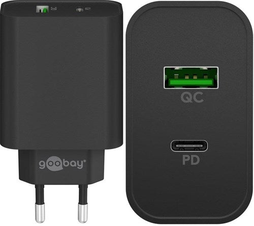Goobay USB + USB-C Schnellladegerät 45W schwarz - 9550193