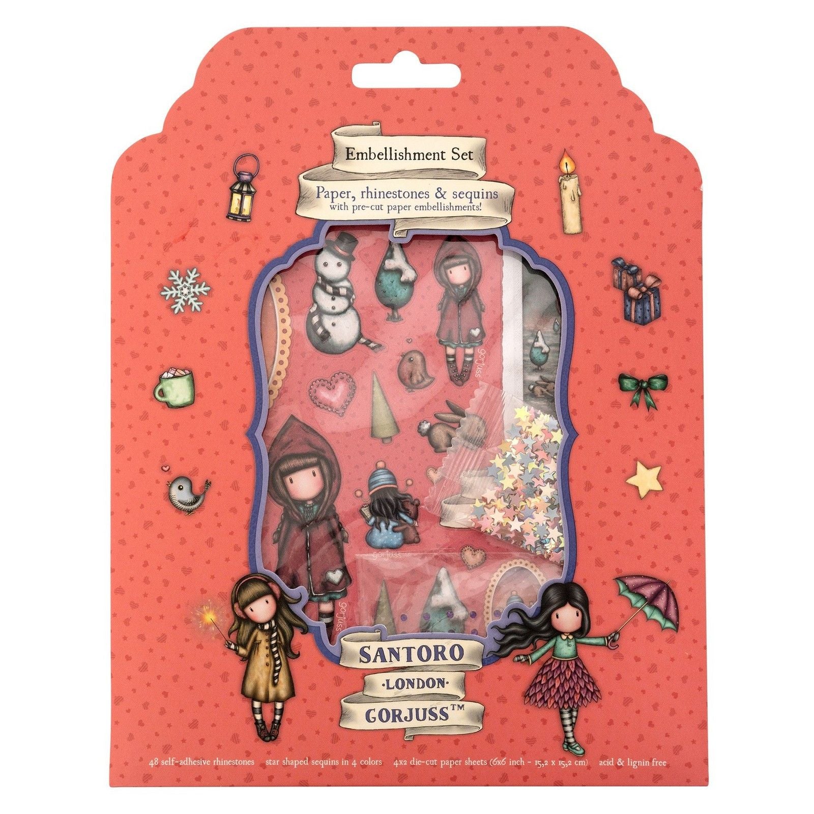 Studiolicht • Gorjuss Essentials gestanzte Blätter 4x2 Papier, Pailletten, Strasssteine