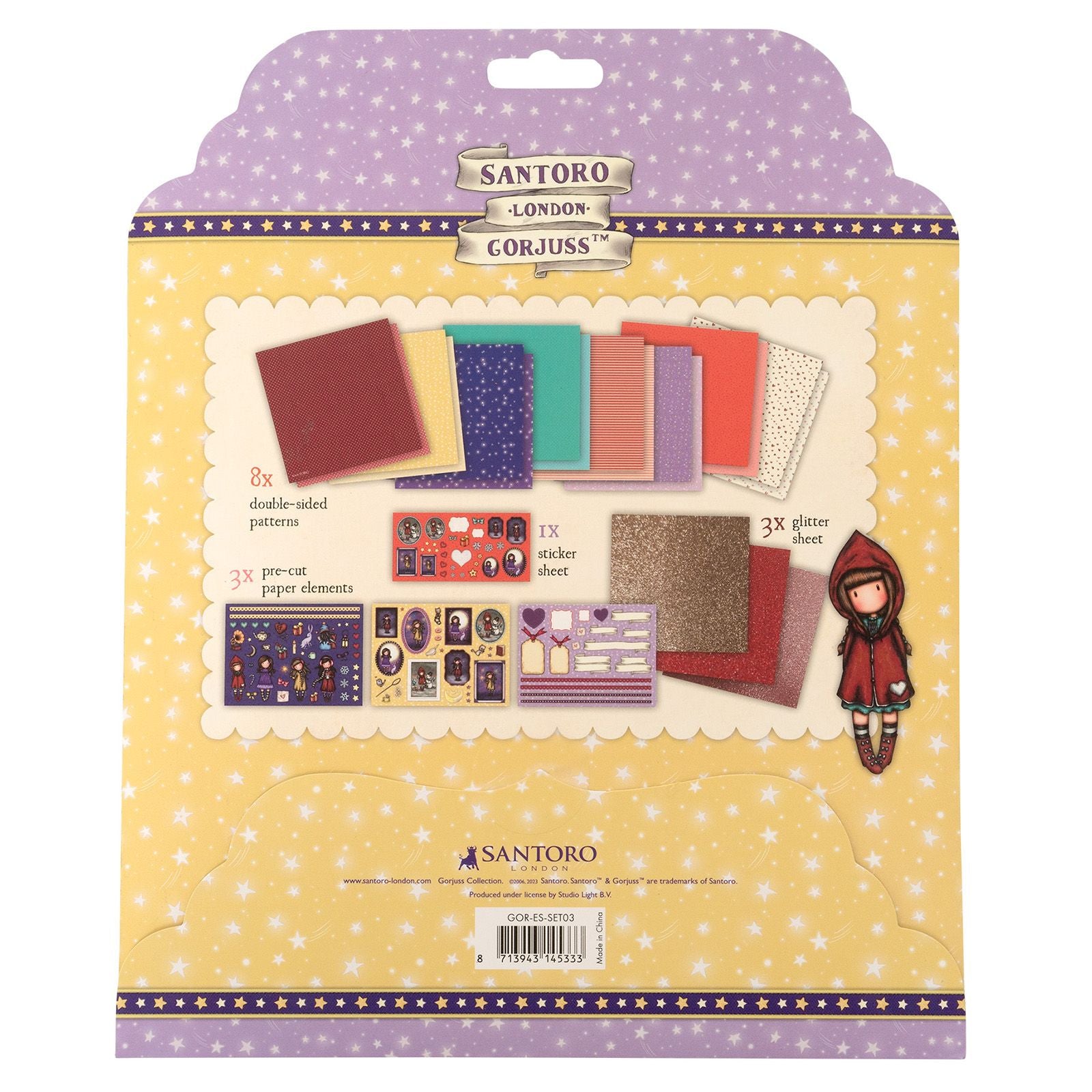 Studiolicht • Gorjuss Essentials Bastelset Papier, Aufkleber Glitzer